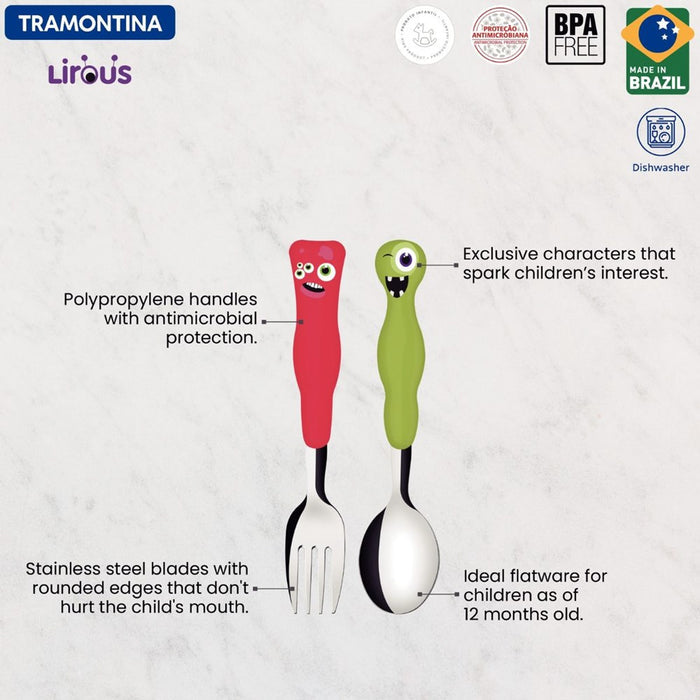 Tramontina Children's Monster Cutlery - 2 Piece Set