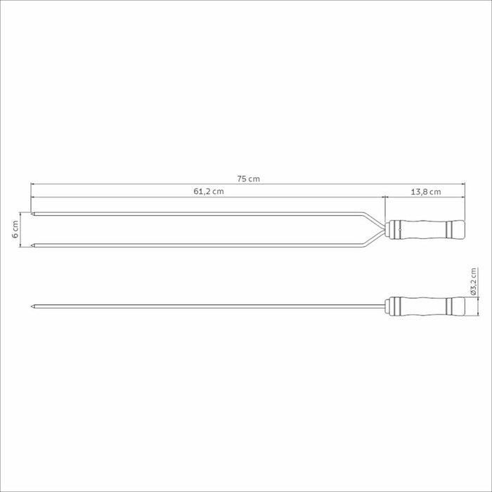 Tramontina Heavy Duty Duel Prong Stainless Steel Skewer Wood Handle - 75cm