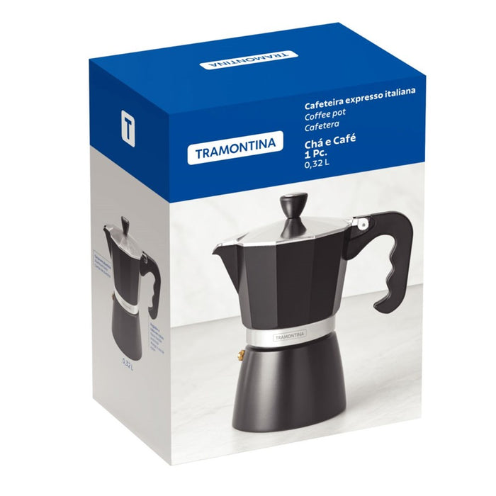 Tramontina Italian Espresso Coffee Maker - Black - 320ml - 6 Cup