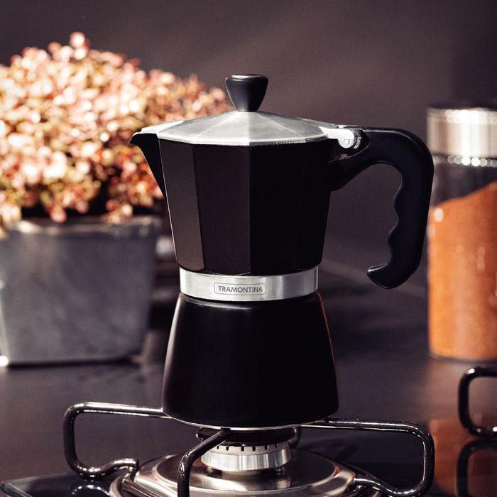 Tramontina Italian Espresso Coffee Maker - Black - 320ml - 6 Cup