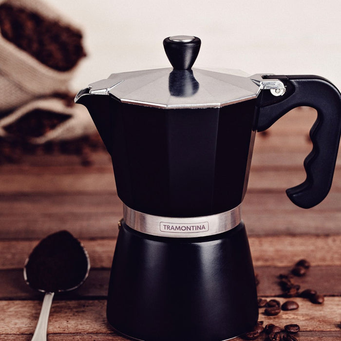 Tramontina Italian Espresso Coffee Maker - Black - 320ml - 6 Cup