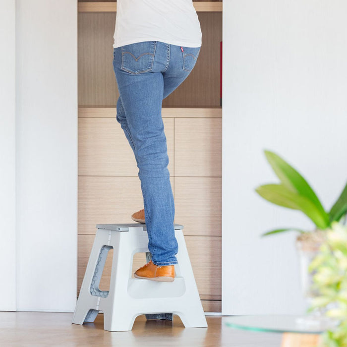 Vigar Foldable 2 Step Stool - 40cm - Grey