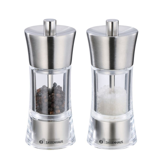 Zassenhaus Aachen Acrylic Stainless Steel Salt and Pepper Mill Set - 14cm