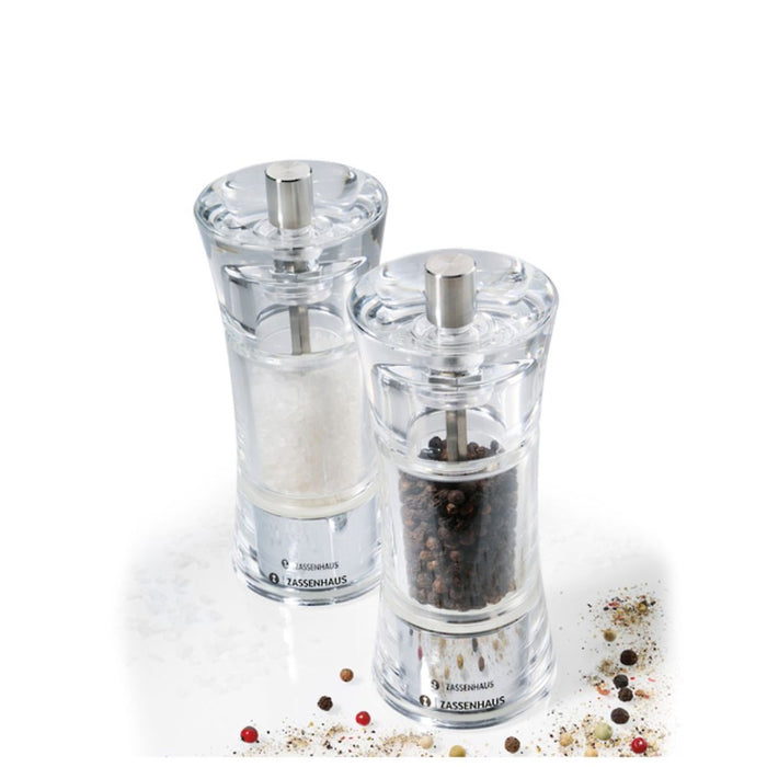 Zassenhaus Aachen Acrylic Stainless Steel Salt and Pepper Mill Set - 14cm